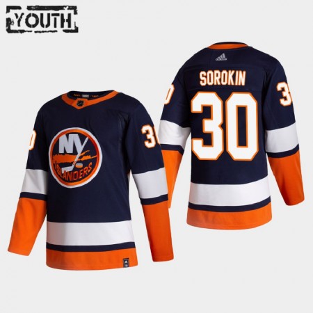 Barn Ishockey New York Islanders tröja Ilya Sorokin 30 2020-21 Reverse Retro Authentic